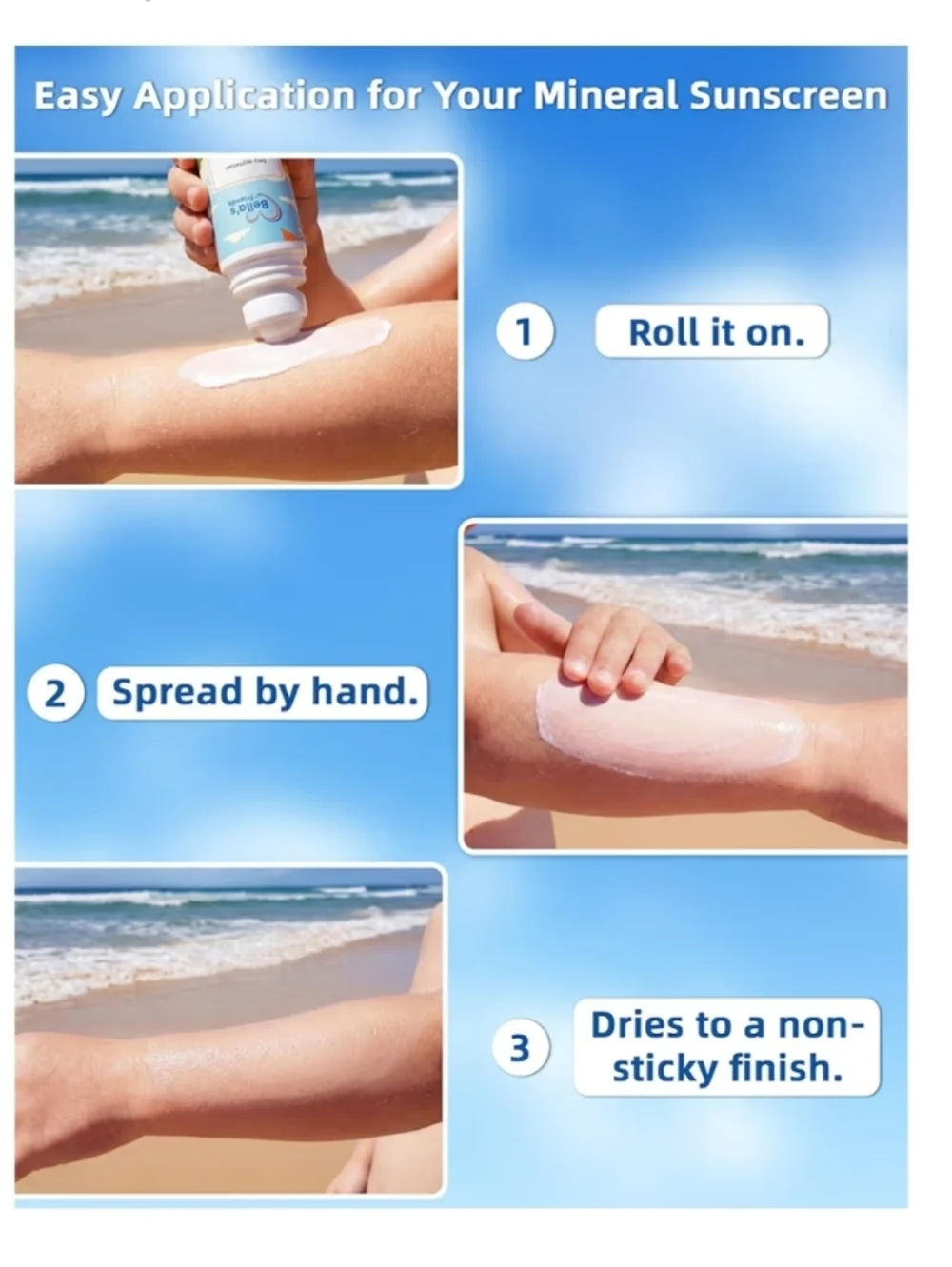 Kids Roll-On Mineral Sunscreen SPF 50, Travel Size, Reef Safe